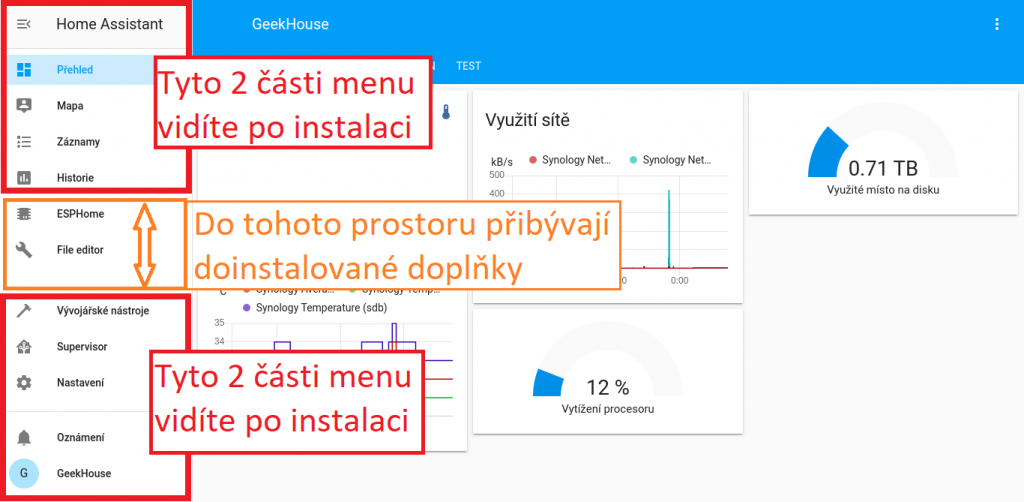 Menu v Home Assistant