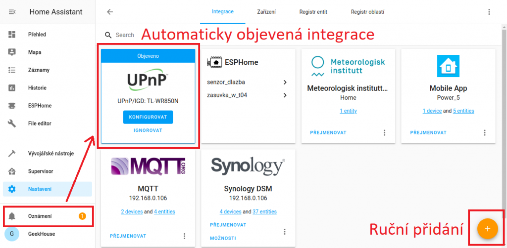 Home Assistant - seznam integrací