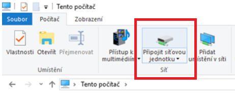 Připojení nové síťové jednotky ve Windows 10