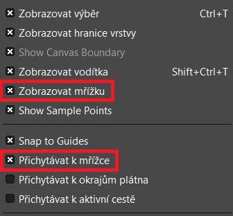 Zobrazení mřížky v GIMP