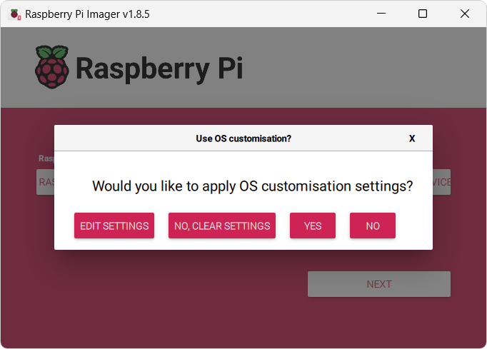 Průběh instalace Raspberry Pi OS